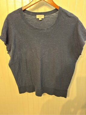 LOFT Navy Blue Short Sleeve Knit Top